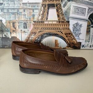 Florsheim Pisa Moc Toe Tassel Brown Crocodile print Leather Loafer Mens 11.5D